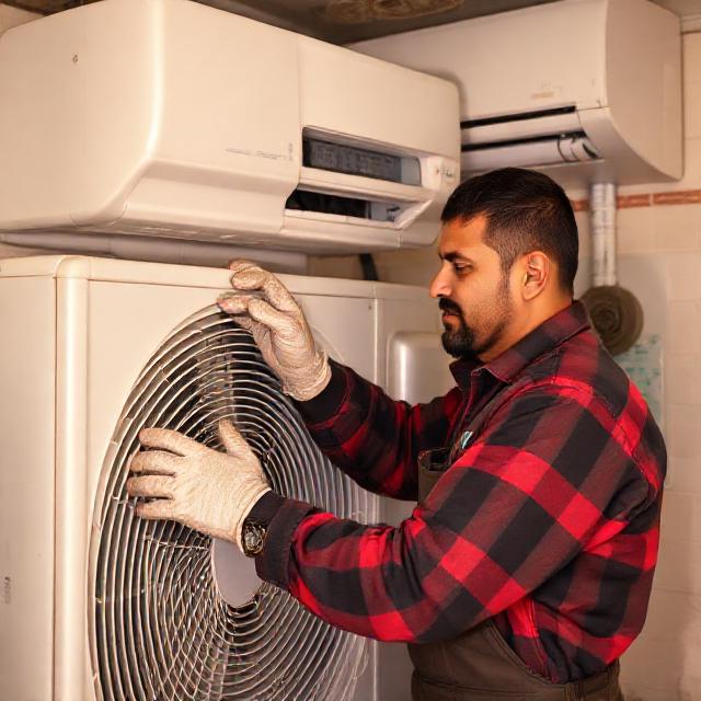 AC cleaning and maintenance in progress